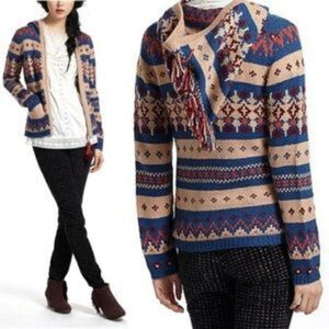 Anthropologie Sparrow fair isle zipper sweater jacket wool blend size S